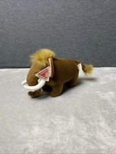 Vintage Dakin Wooly Mammoth Plush Squeeze Me Brown Elephant Tusks 8"L Sound Box