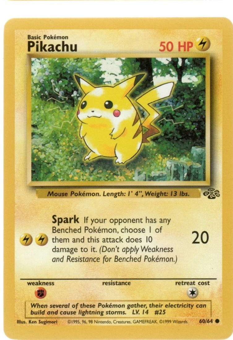 Pikachu Pokémon TCG Jungle Individual Collectible Card Game Cards