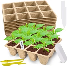 10 Pack Seed Starter Trays 120 Cells Biodegradable Peat Pots with Labels Seedlin