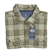 Tommy Bahama Flannel Shirt Men's XL "Fireside Palm Springs" Stretch Tea Leaf NEW