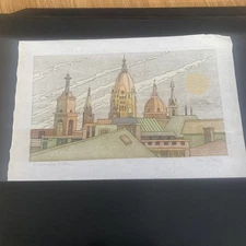 Dan Miller Signed Woodblock Print "Hannover Moon" Ltd Ed 18/45 Rice Paper Art