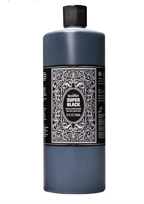 Speedball Super Black India Ink 32oz 946ml Drawing Calligraphy