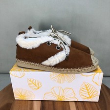 Yellow Box Raddie Faux Fur Lined Espadrille Flats Brown Women Size 8