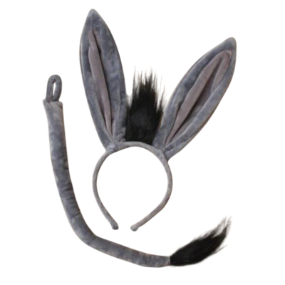 CAKE-FACTORY DONKEY Ears & Tail Set Headband Fancy Dress Costume Accessory ONE SIZE FITS ALL