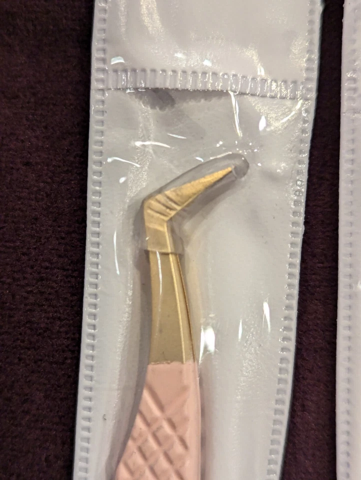 Juego de 5 Pinzas Profesionales Extensión de Pestañas Oro Rosa Foto 4 de 4