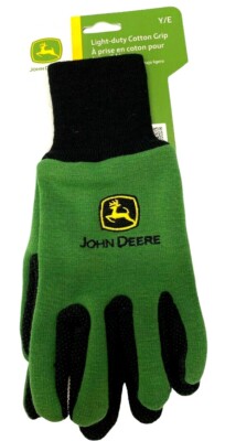 JOHN DEERE Light-Duty Cotton Grip Gloves Gardening Gloves~YOUTH SIZE