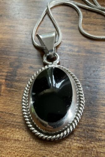Vintage Mexican Sterling Silver Black Onyx Pendent