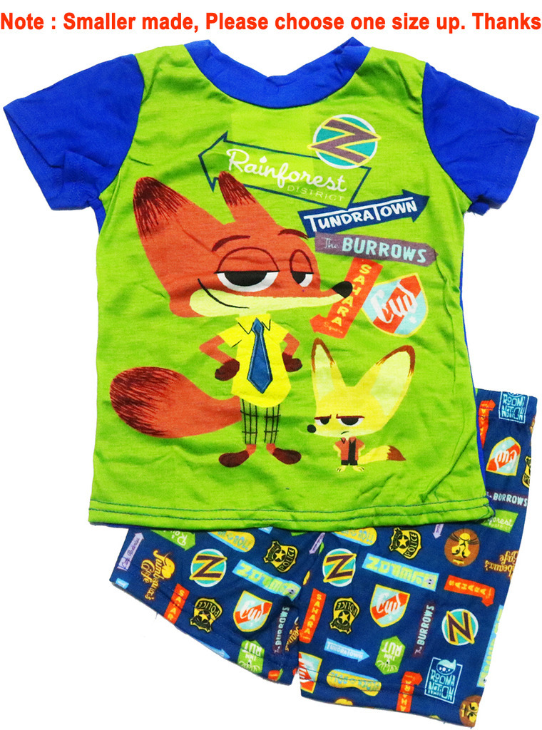 NEW SIZE 2-8 KIDS PYJAMAS SUMMER BOYS GIRLS ZOOTOPIA GIFT PJ