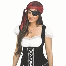 Black Plastic Pirate Eye Patch with Black Rhinestone Bling Costume Accessory