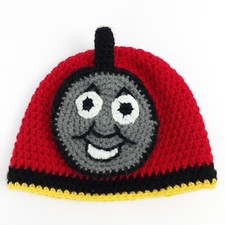 Childs James Train Knit Hat Beanie Cap Thomas And Friends Number 5 Engine Red