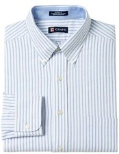 Chaps Classic-Fit Oxford Dress Shirt Long Sleeves Blue Stripe NWT Mens