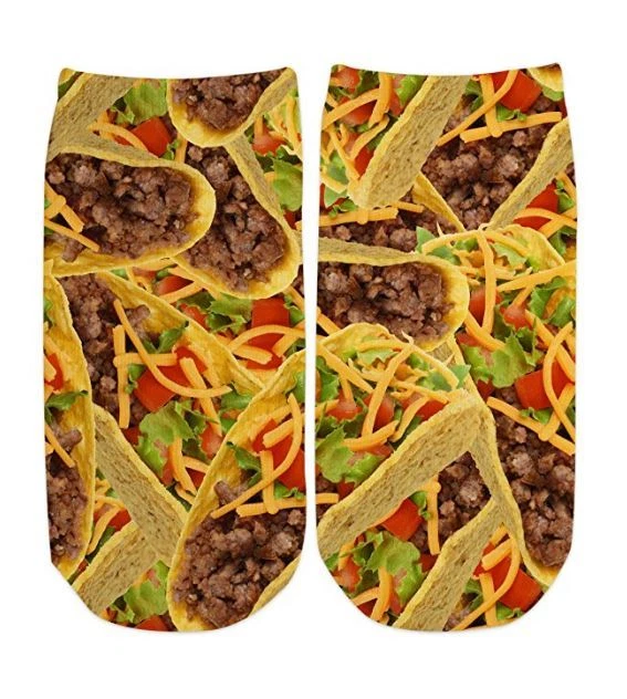 Sublime Designs Adultes Fun Imprimé No Show Chaussettes Savory Supreme Taco Foodie