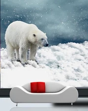 3D Polar Bear Animal ZHUA1159 Wallpaper Wall Murals Removable Self-adhesive Ann