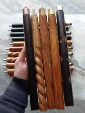 Set of 5 PCs 3 Fold Walker Wooden Walking Stick Cane For Head Handle Only Shaft