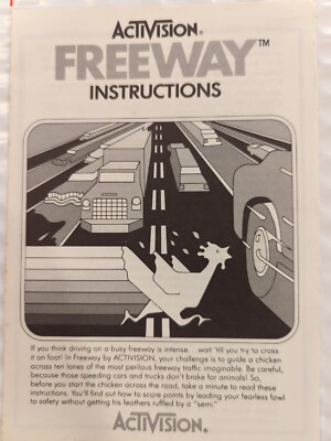 1982 ACTIVISION FREEWAY INSTRUCTIONS FOR ATARI NO GAME | eBay