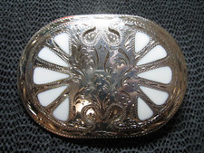 WESTERN ABSTRACT ENGRAVED COWBOY COWGIRL BELT BUCKLE VINTAGE RARE HANDMADE 
