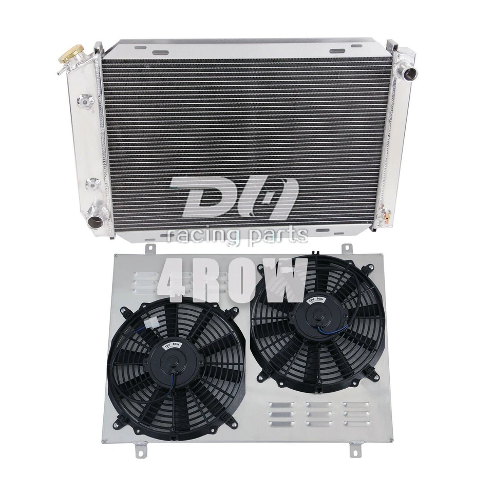 4 行铝制散热器罩风扇适用于 79-93 福特野马/林肯 Mark VII 5.8L — 第 2/4 张图片