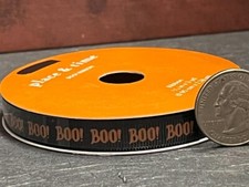 Halloween Ribbon Black BOO Roll 3/8 in X 3 yards C100 Dollys Gallery