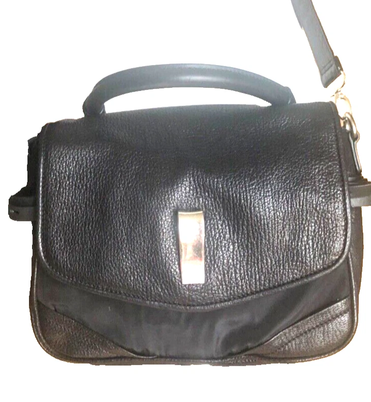 复古 Joy Gryson 黑色皮革尼龙包 — 第 4/4 张图片