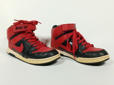 Nike Youth 645025-662 Mogan Mid 2 SB Skate Shoe Red & Black Size