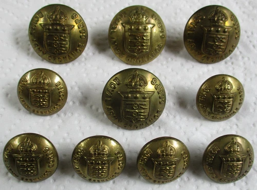 Set of 10x UK:"ROYAL ARMY ORDNANCE CORPS BRASS BUTTONS" (24mm-19mm, WW2 Period)