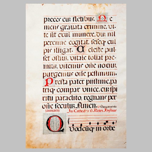 16 Century ILLUMINATED MANUSCRIPT CHOIRBOOK LEAF SPAIN LARGE ILLUMINATED (9375) - Picture 2 of 2