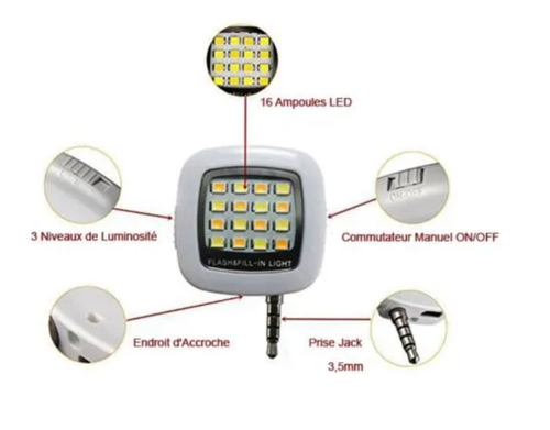Mini Flash Portable - 16 Ampoules à LED - 3 Niveaux de Luminosité pour Photos - - Photo 3 sur 3