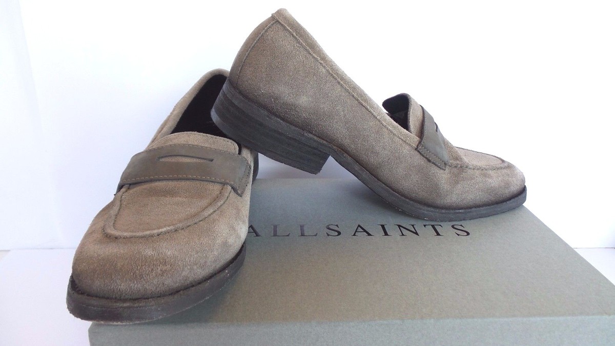 All Saints Taupe Suede Slip-On Loafers AllSaints Men main image 3