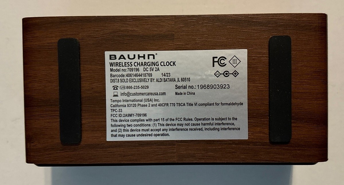 Wireless Charging Alarm Clock in by Bauhn Rich Wood Tone - Main Image