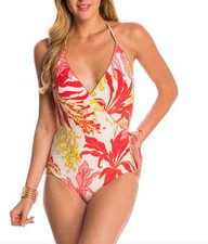 Vince Camuto L57407 Crete Flower Bind Surplus One Piece Swimsuit Sz 14
