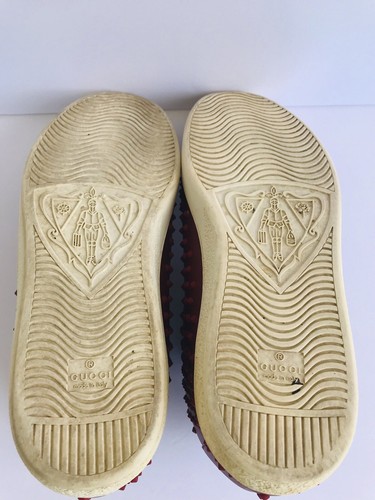 GUCCI Mens Brooklyn Leather Studded High Top Sneakers Red Spiked Logo US 11 1/2 - 第 12/12 張圖片