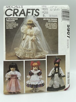 McCall's Crafts #5907 Victorian doll clothes pattern for 13''-14''-16'' dolls uncut