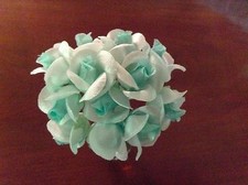 Vintage Millinery Flower Rosebud 12 Stem Bunch 3/4" Bloom Aqua Blue for Hat UE