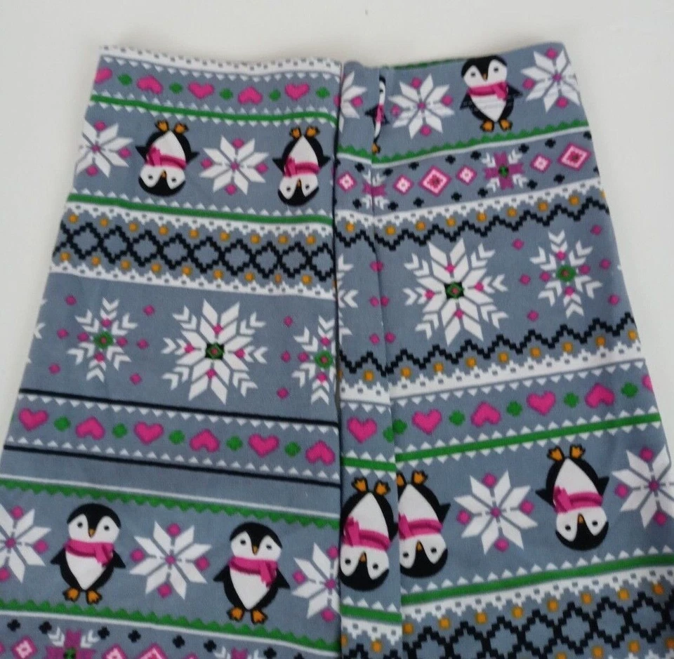 No Boundries Leggings Gray With Colorful Christmas Penguins & Snowflakes Size M - Image 3 of 4