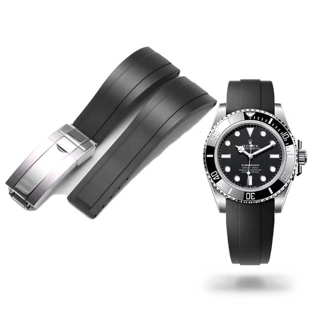 20mm Rubber Oysterflex Replacement Watch Strap Band Bracelet And Clasp For  Rolex