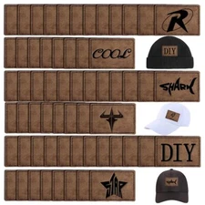 60PCS Blank Hat Patches Laserable Rectangle Rustic Leatherette Patch