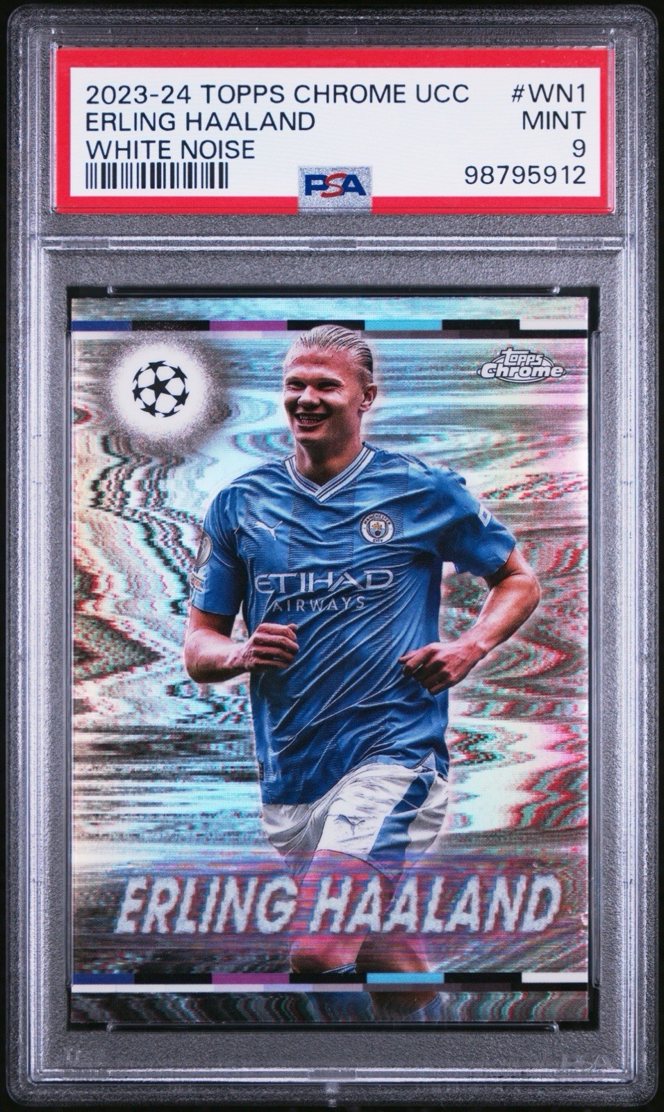 2023-24 Topps Chrome UEFA Club Competitions White Noise Erling Haaland Case Hit