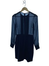 Womens Valentino RED VALENTINO Long Sleeve Dress 38 Polyester NVY Solid P4420013
