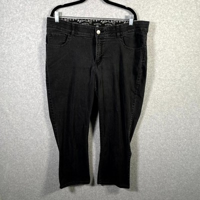 Riders By Lee Jeans Womens 16 Black Denim Cotton Dark Wash Mid Rise Bootcut Leg
