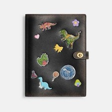 COACH  CEG43 Rexy 10th Birthday Sticker Print Notebook In Loved Leather - New