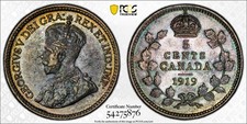1919 Canada 5 Cents PCGS MS 63 Beautiful Toning