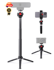 Extendable Desk Webcam Tripod Stand with 360  Swivel Ballhead, 1/4 Black; Red