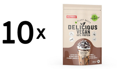 10 x Nutrend Delicious Vegan, Chocolate Hazelnut - 450g (40,00 EUR/kg)