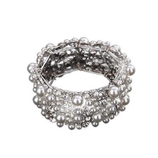 Wedding Bracelet for Brides Fashion Sparkly Pearl Rhinestone Deco Bracelet for P