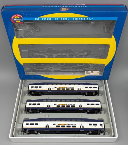 Paquete de 3 vagones de pasajeros Athearn HO 25919 West Coast Express Bombardier caja RTR | Condition: Used
