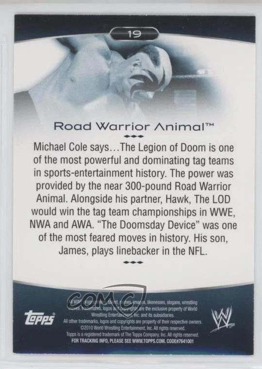 2010 Topps Platinum WWE X-Fractor ( Pictured) Road Warrior Animal Hawk #19 - Image 2 of 2