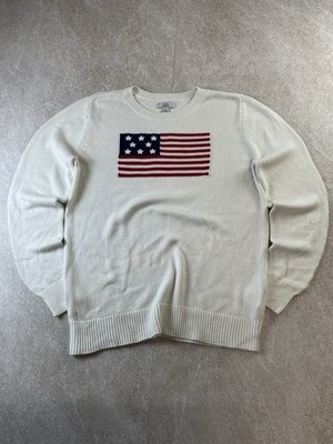 Croft & Barrow Strickpullover amerikanische Flagge Medium weiß Baumwollmischung Küste