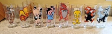 Vintage 1973 Looney Tunes Pepsi Collector Series Glasses Brockway White Letters