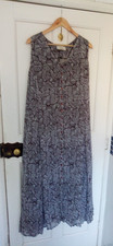 Ann Harvey sleeveless Maxi Dress, Brown & White, V Neck, zebra Stripes Size 24