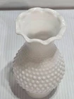 Vintage White Milk Glass Hobnail Ruffled Lamp Shade 2.25 Fitter 7" Tall